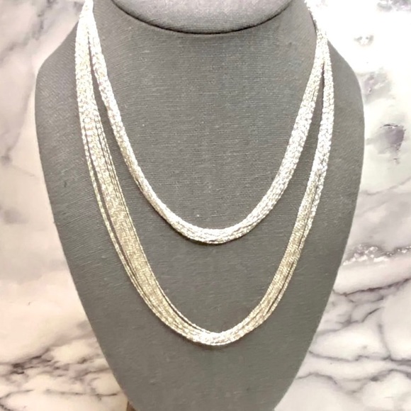 15 Strand 36” Modern Liquid Silver Necklace - Picture 10 of 10